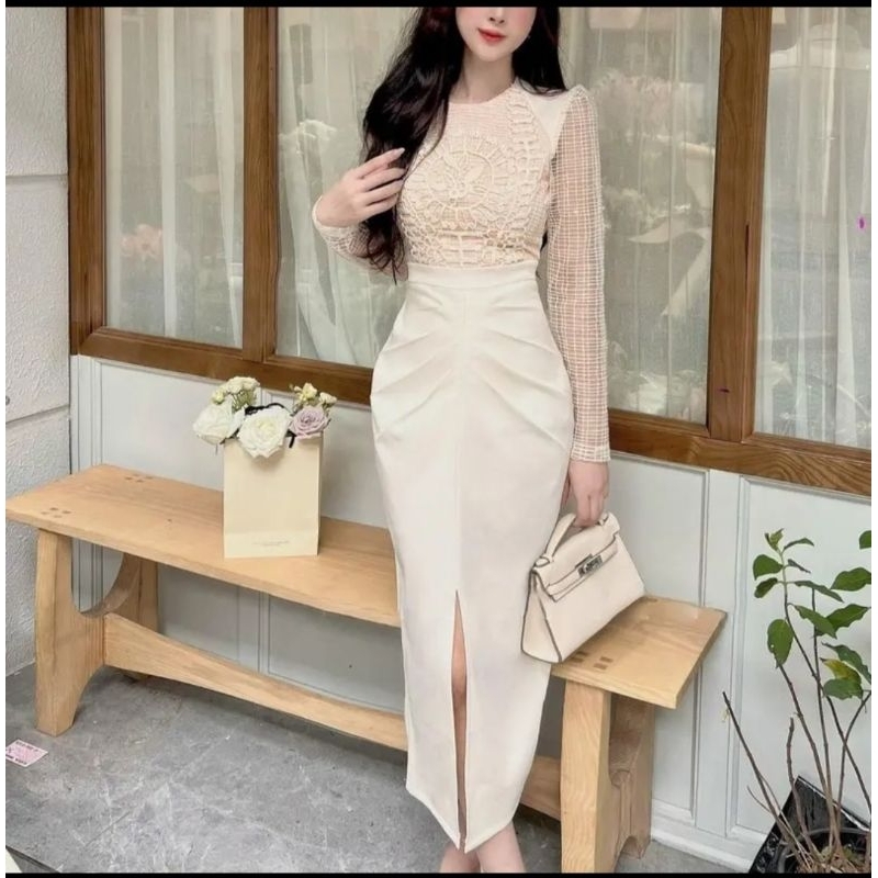 Đầm body ren phối sang chảnh Oli
