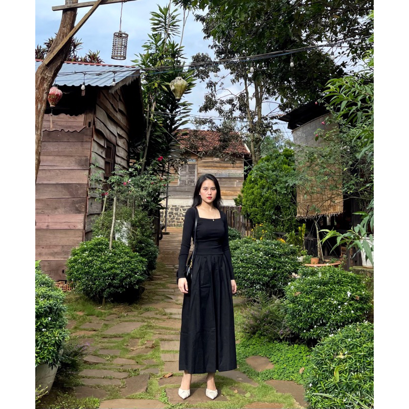 ÁO CỔ VUÔNG TAY DÀI nữ cá tính chất thun cotton ôm body