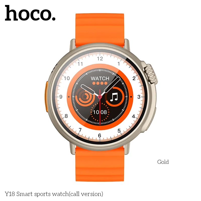 Đồng hồ thông minh smart watch Hoco Y18 chuyên thể thao - mặt đồng hồ to/ chống nước IP68/ cảm ứng/ đa chức năng (2 màu)