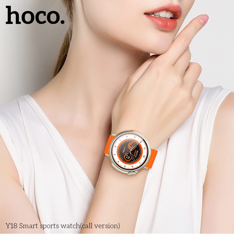 Đồng hồ thông minh smart watch Hoco Y18 chuyên thể thao - mặt đồng hồ to/ chống nước IP68/ cảm ứng/ đa chức năng (2 màu)