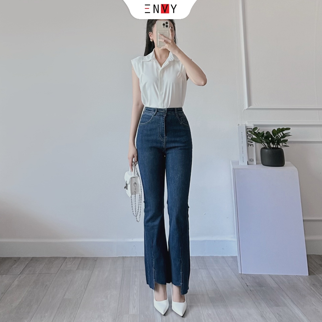 Quần Jean Ống Loe Xẻ Trước ENVY J76