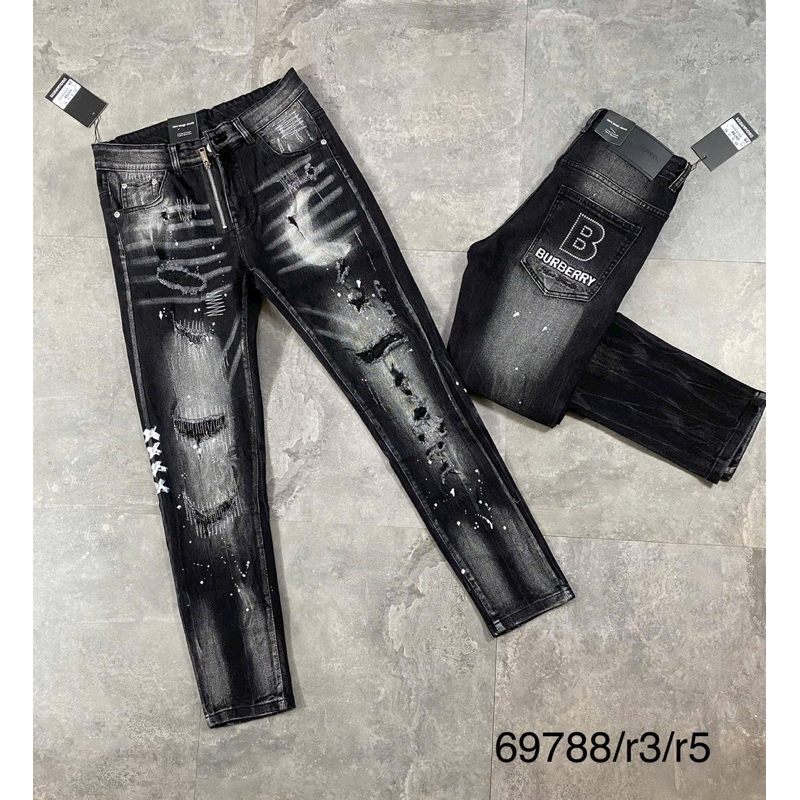 Quần jean nam DSQ2 đen bạc giả khóa vẩy sơn mã mới