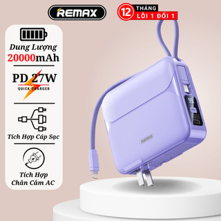 Củ Sạc Kiêm Sạc Dự Phòng Đa Năng 3in1 20000mAh Sạc Nhanh 27W - Remax Việt Nam RPP-553 - Bảo Hành 12 Tháng
