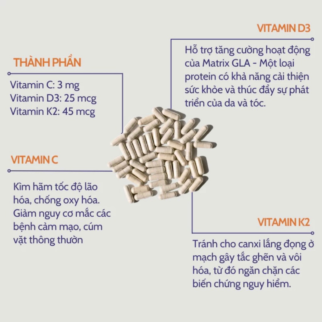 Viên uống D3 K2 1000 IU 45 mcg Now của Mỹ hỗ trợ cho xương chắc khỏe lọ 120 viên