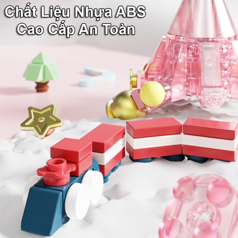 Đồ Chơi Lắp Ráp Kiểu LEGO Noel Hộp Nhạc Cây Thông Và Vòng Đu Quay Có Nhạc Đèn 7030 Với 480+ PCS,Quà Tặng Giáng Sinh