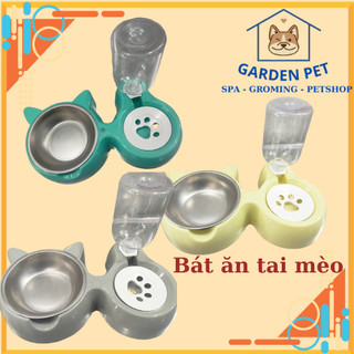 Bát inox đựng thức ăn tự động cho chó mèo, bát ăn đôi cho chó mèo