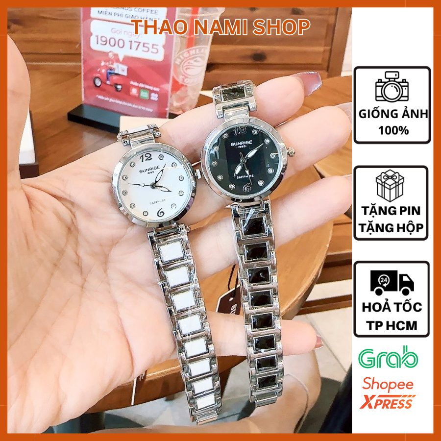 Đồng hồ nữ dây kim loại Sunrise, đồng hồ nữ dây kim loại đính đá kiểu lắc nhỏ xinh trẻ trung thanh lịch -ThaoNami
