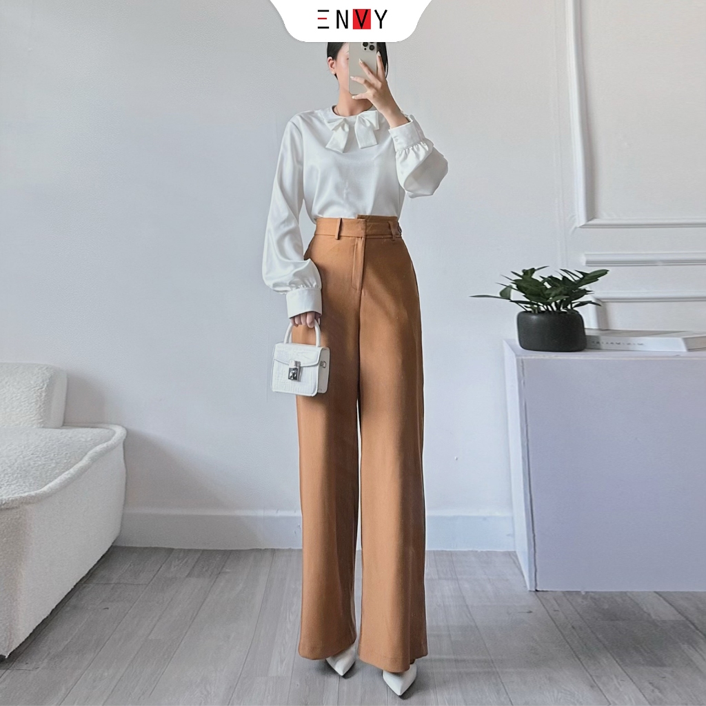 Quần ống rộng nữ dài cotton Hàn ENVY QK36