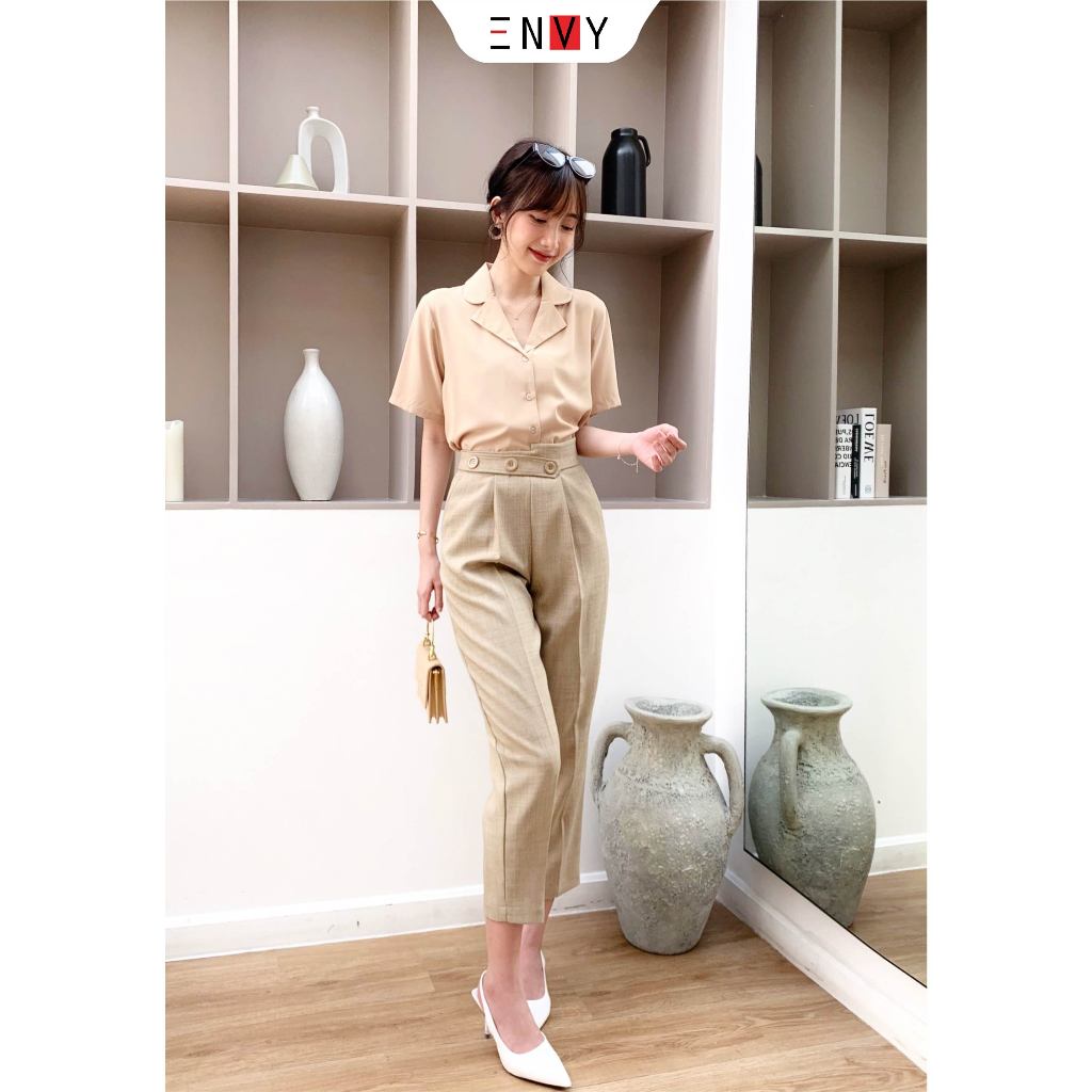 Quần tây baggy lưng kiểu ENVY QK25 cotton lạnh, dây kéo sau