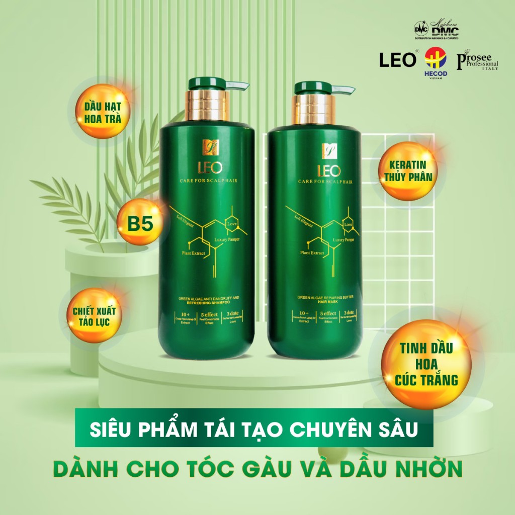 Cặp Gội Xả Prosee LEO Green 450ml 750ml Tái Tạo Dành Cho Tóc Gàu,Dầu Nhờn - Hướng Dương Cosmetic