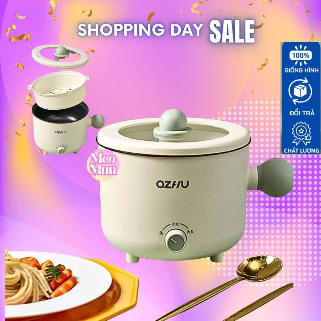 🍀JIASHI Nồi Điện Chống Dính Đa Năng ,có hâp , 2 tầng . cao cấp