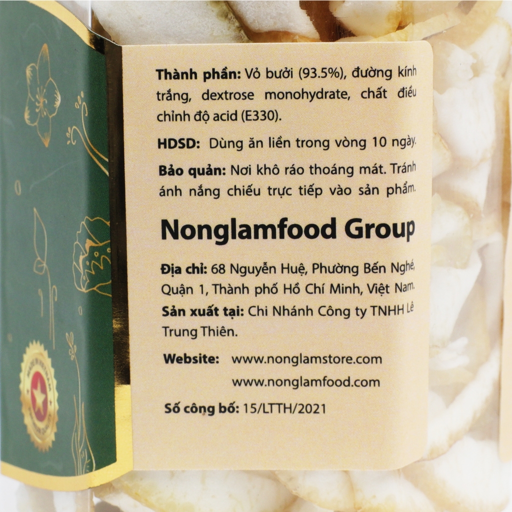 [HẠT MỨT TẾT 2024] Vỏ bưởi Năm Roi sấy dẻo Nonglamfood hũ 100g | Quà tặng Xuân Giáp Thìn cho người thân, doanh nghiệp