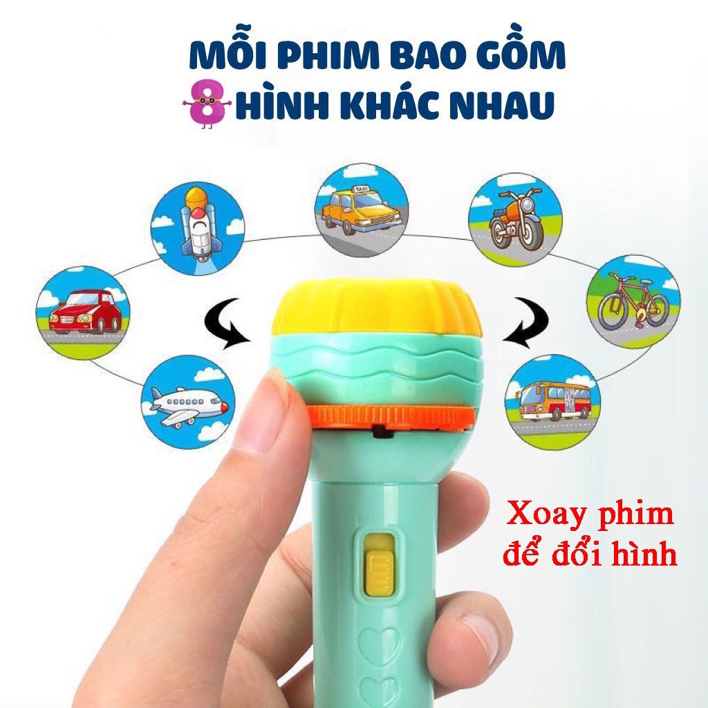 Đèn pin đồ chơi, chiếu hình động vật giúp bé khám phá thế giới động vật xung quanh