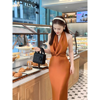 đầm cột eo, xoắn eo dạ hội lưng đổ dáng dài