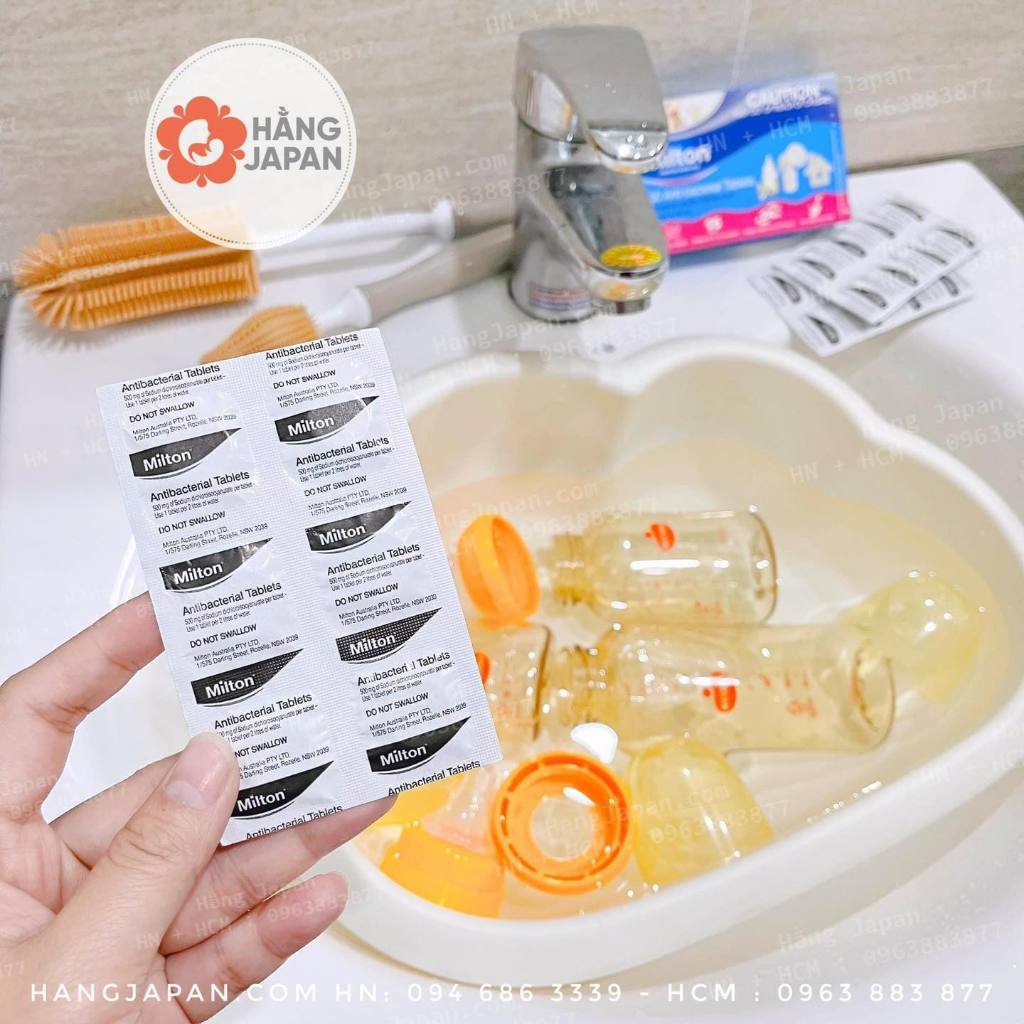 Viên sủi khử trùng bình sữa, núm ty hộp 30 viên Milton Australia