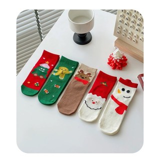 Combo 5 đôi tất Giáng Sinh/ tất noel cổ cao siêu dễ thương cho bé 3-9 tuổi