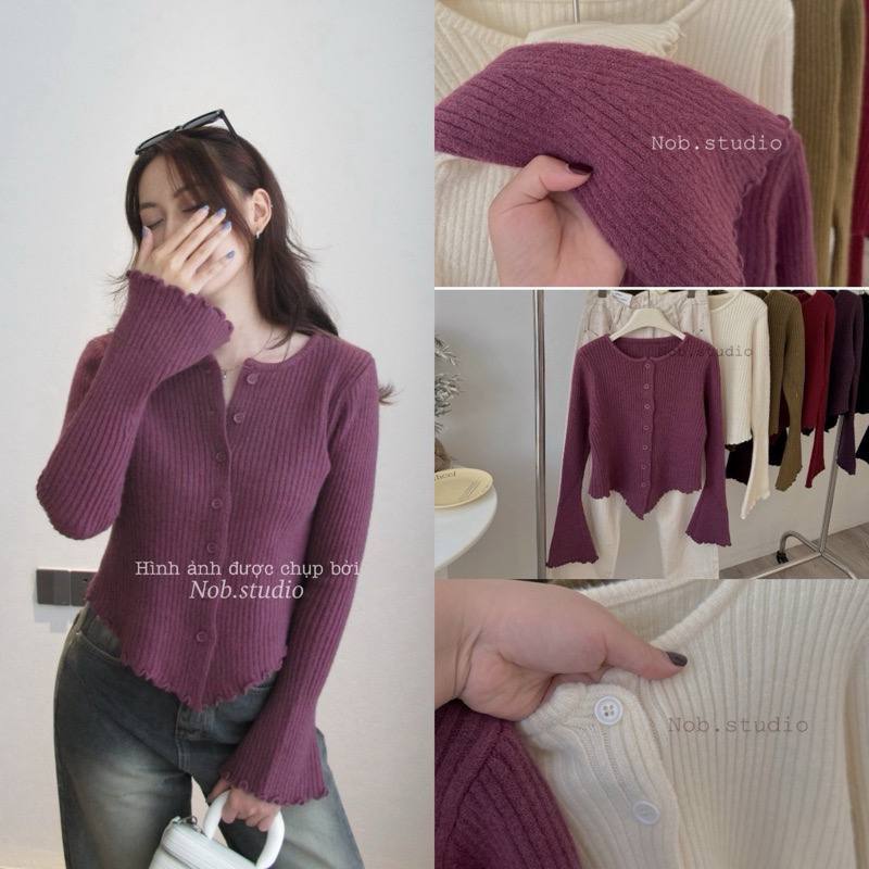 Áo len tay loe khuy cài hàng quảng châu chất len mềm co giãn - Áo len kiểu nữ