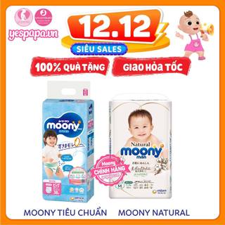 [QUA TANG] Bỉm Moony/ Moony Natural nội địa Nhật quần/dán size NB90/S82/M58/L44/XL38