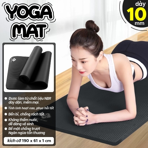Thảm tập gym yoga tại nhà dày 10mm, Eco Friendly chống trượt chất liệu NBR mềm mại và chống nước, dễ dàng vệ sinh