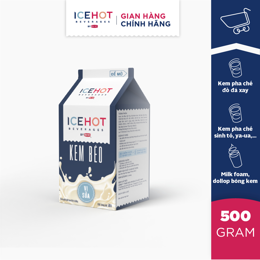 Kem Béo Vị Sữa ICEHOT Hộp 500g [19951] - Hỏa tốc nội thành Đà Nẵng
