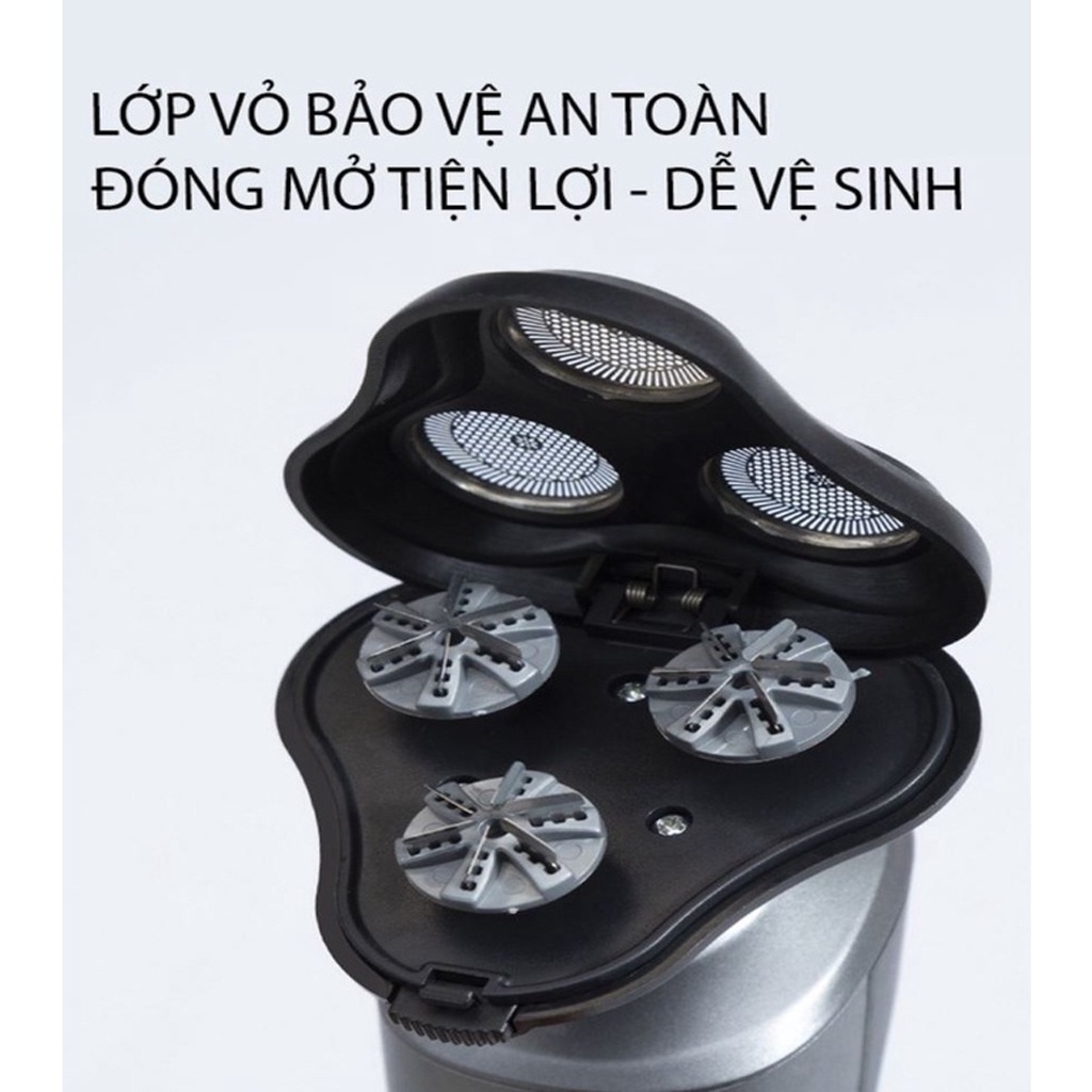 Máy cạo râu nam Shaver 9D 4in1 kiêm tỉa lông mũi cao cấp, 3 lưỡi dao kép, công nghệ chống nước IPX7 bảo hành 12 tháng