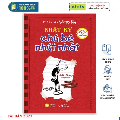 Sách thiếu nhi - Nhật Ký Chú Bé Nhút Nhát tập 1 - Phiên bản tiếng song ngữ Việt-Anh (kèm file nghe + note từ mới)