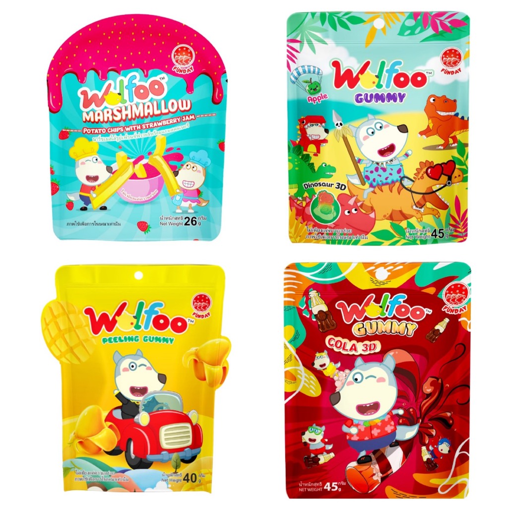 Kẹo dẻo WOLFOO - kẹo dẻo vị xoài bóc vỏ, cola, khủng long nhân chảy mứt táo - kẹo Marshmallow khoai tây mứt dâu tây