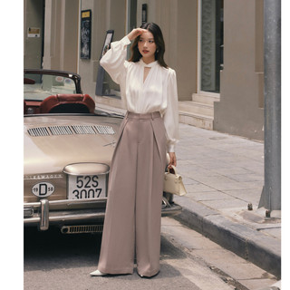Áo sơ mi lụa cổ V HUONG BOUTIQUE BSSM23