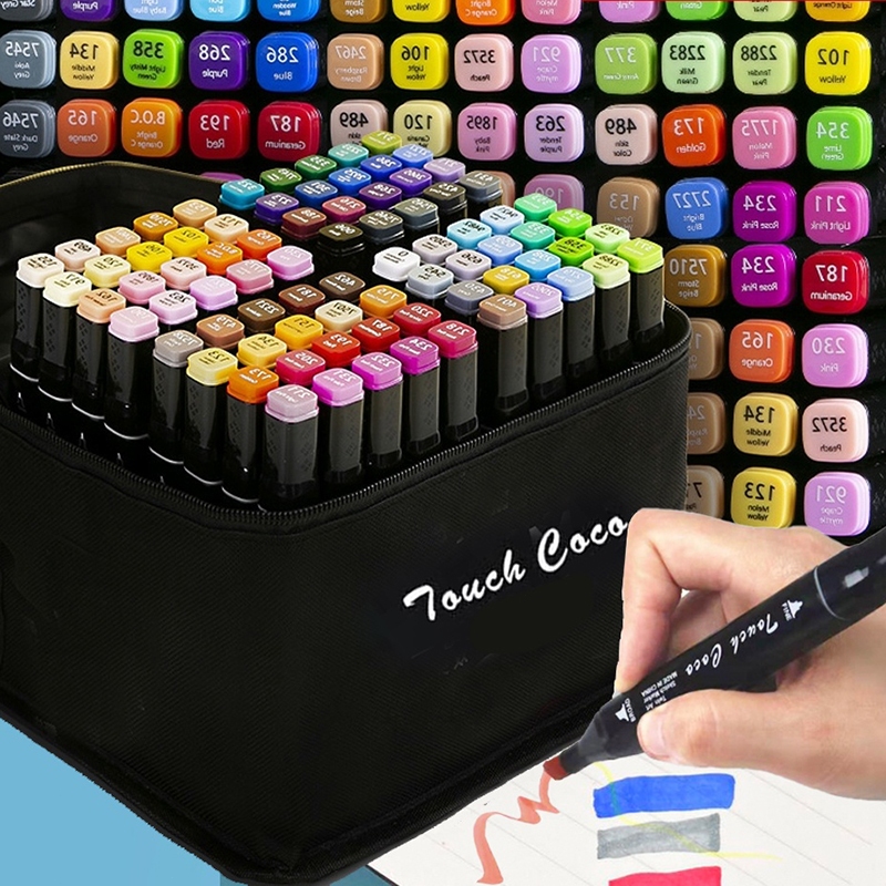 Bút màu Marker touch Lalunavn Touch Cool 2 Đầu tô màu dạ vẽ tranh anime Bút màu dạ marker 80 cây màu Touch tặng kèm túi