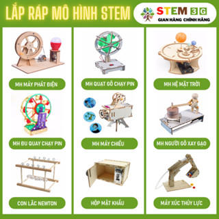  Combo đồ chơi lắp ráp STEM - Mô hình các đồ chơi gióa dục khoa học thú vị: máy phát điện quạt máy chiếu máy xúc nâng 