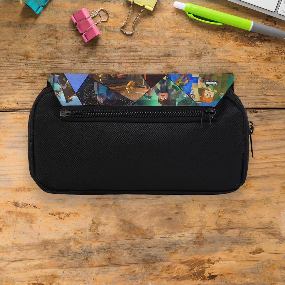 Hộp Bút Hình Minecraft, Túi Đựng Bút Bằng Vải Hai Lớp Đa Năng Độc Đáo