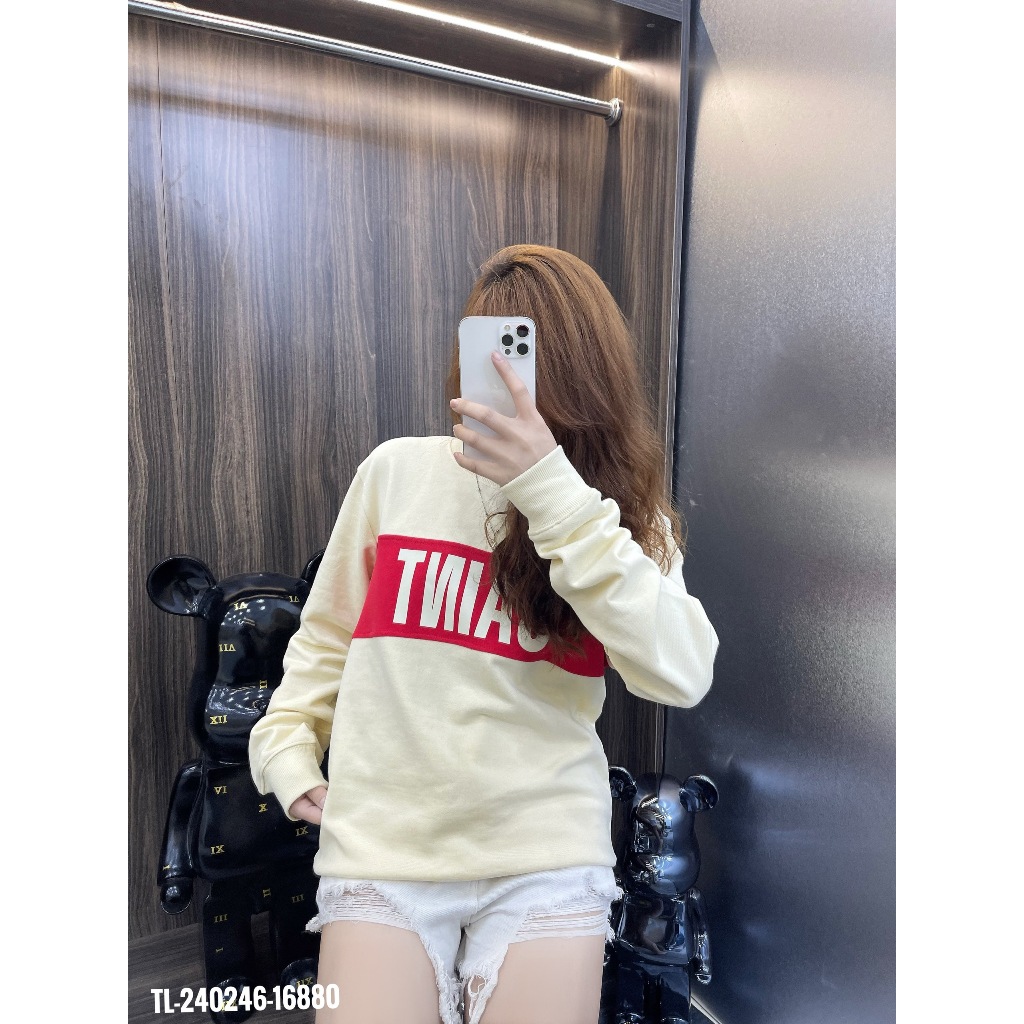 🔥Hot🔥Áo nỉ Saint Lauren phối 2 màu in chữ thiết kế hot trend Nam Nữ Thu Đông 2023