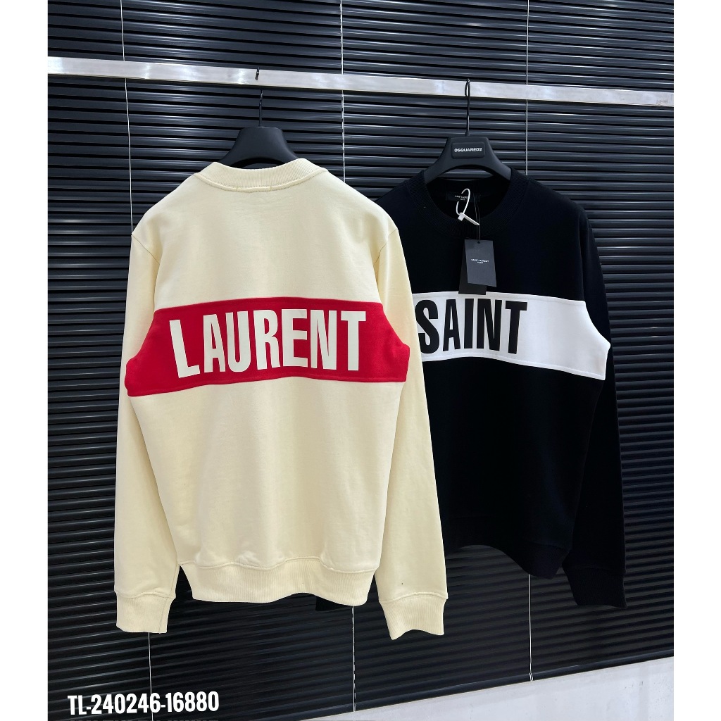 🔥Hot🔥Áo nỉ Saint Lauren phối 2 màu in chữ thiết kế hot trend Nam Nữ Thu Đông 2023