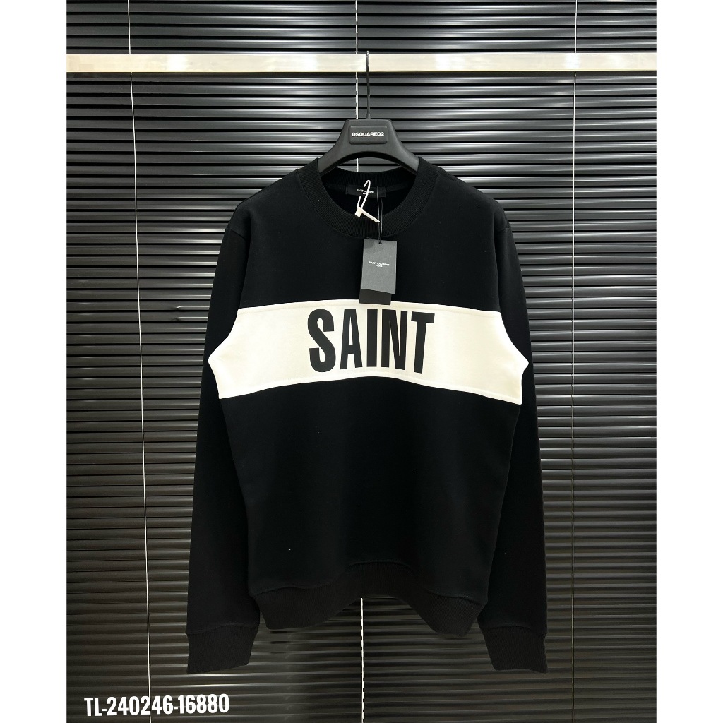 🔥Hot🔥Áo nỉ Saint Lauren phối 2 màu in chữ thiết kế hot trend Nam Nữ Thu Đông 2023