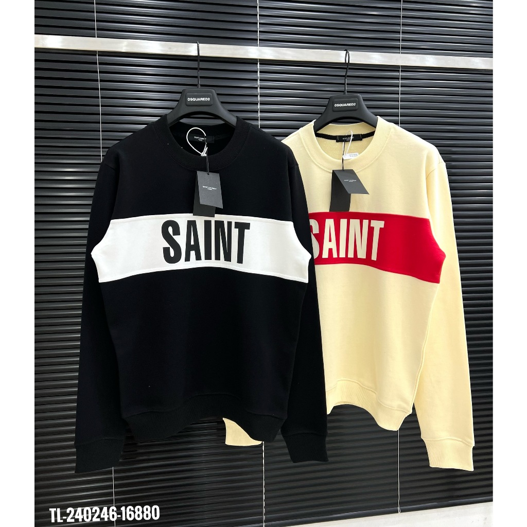🔥Hot🔥Áo nỉ Saint Lauren phối 2 màu in chữ thiết kế hot trend Nam Nữ Thu Đông 2023