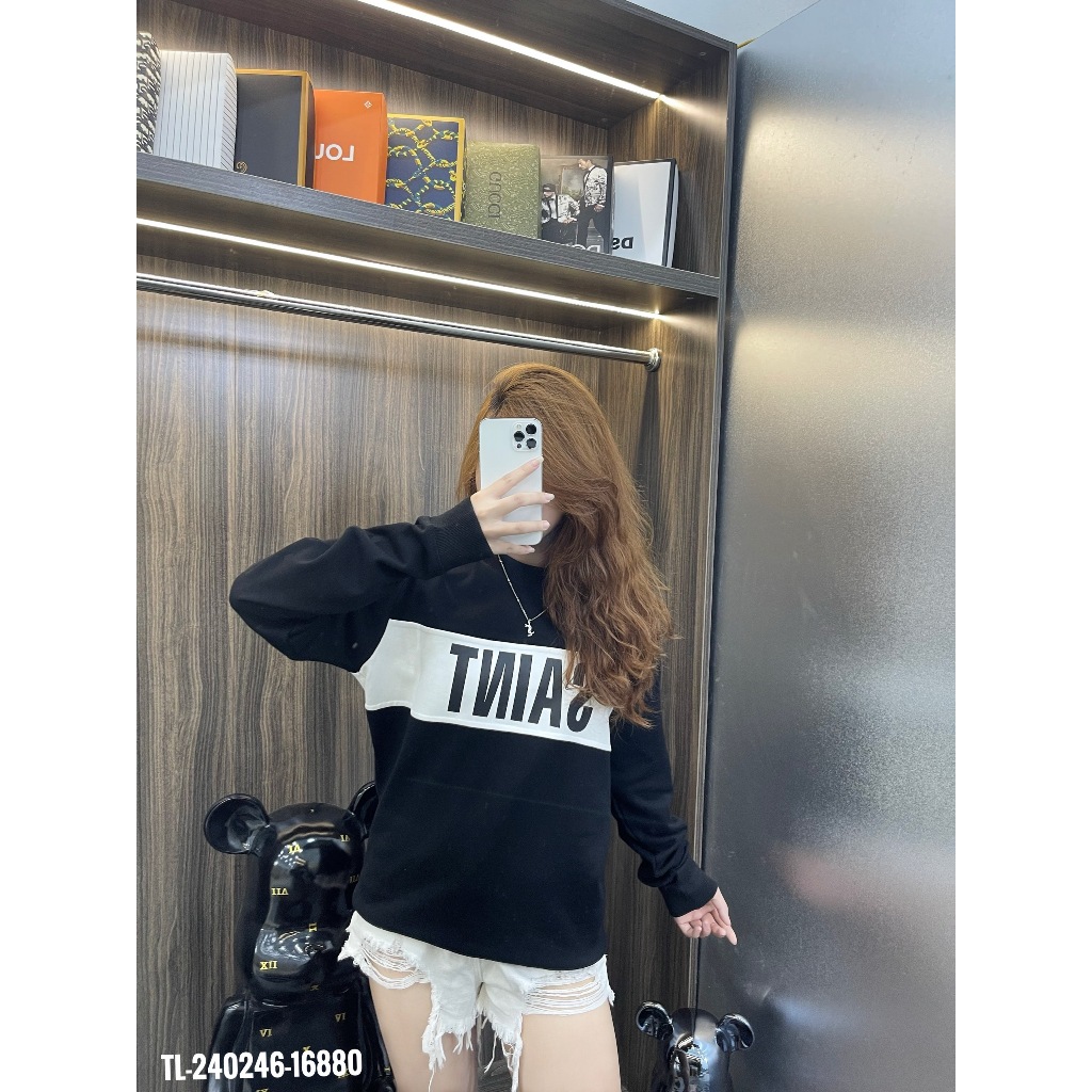 🔥Hot🔥Áo nỉ Saint Lauren phối 2 màu in chữ thiết kế hot trend Nam Nữ Thu Đông 2023
