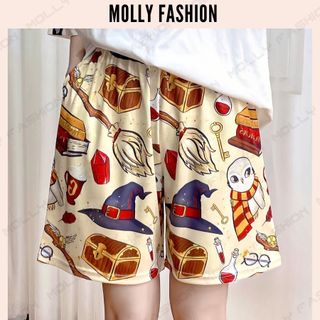 Quần Short hoạt hình HARRYPOTTER Unisex dành cho nam nữ mặc nhà 38-65kg Molly Fashion