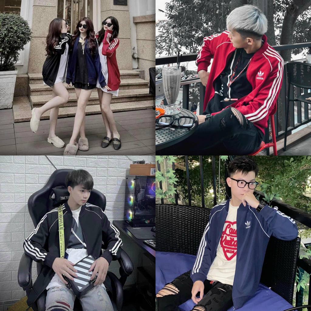 Áo Khoác Adidas Thể Thao Chất Thun Dày Dặn Chống Gió - Áo Bomber Nam Nữ 3 Sọc Hình Thêu Cao Cấp