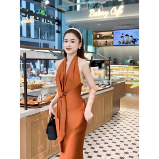 đầm cột eo, xoắn eo dạ hội lưng đổ dáng dài