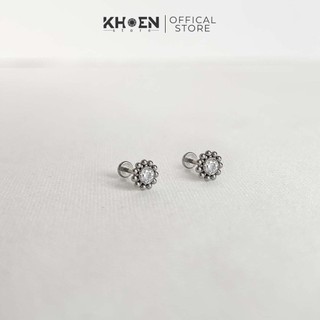 Khuyên đá tròn hoa văn - titanium g23 - khoen store