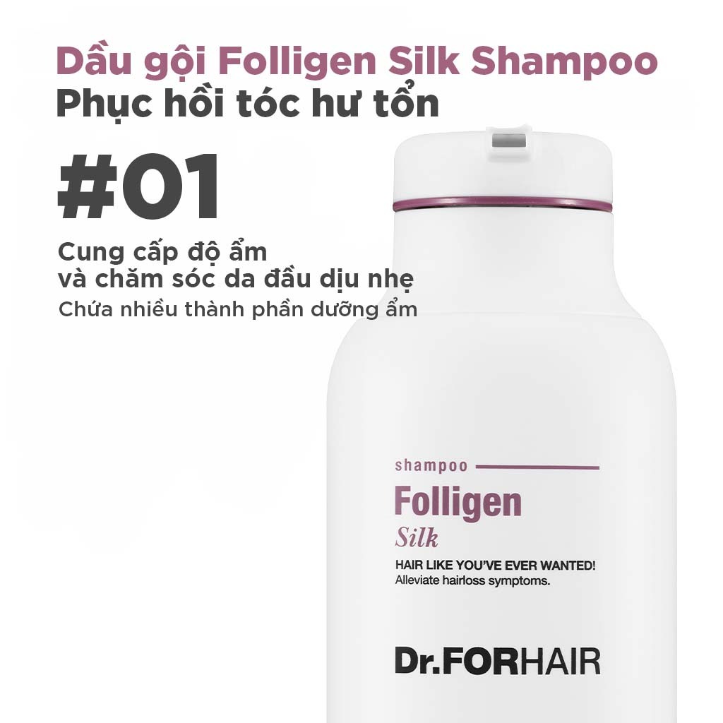 Dầu gội dành cho tóc mỏng và hư tổn Dr. FORHAIR Folligen Silk Shampoo 300ml