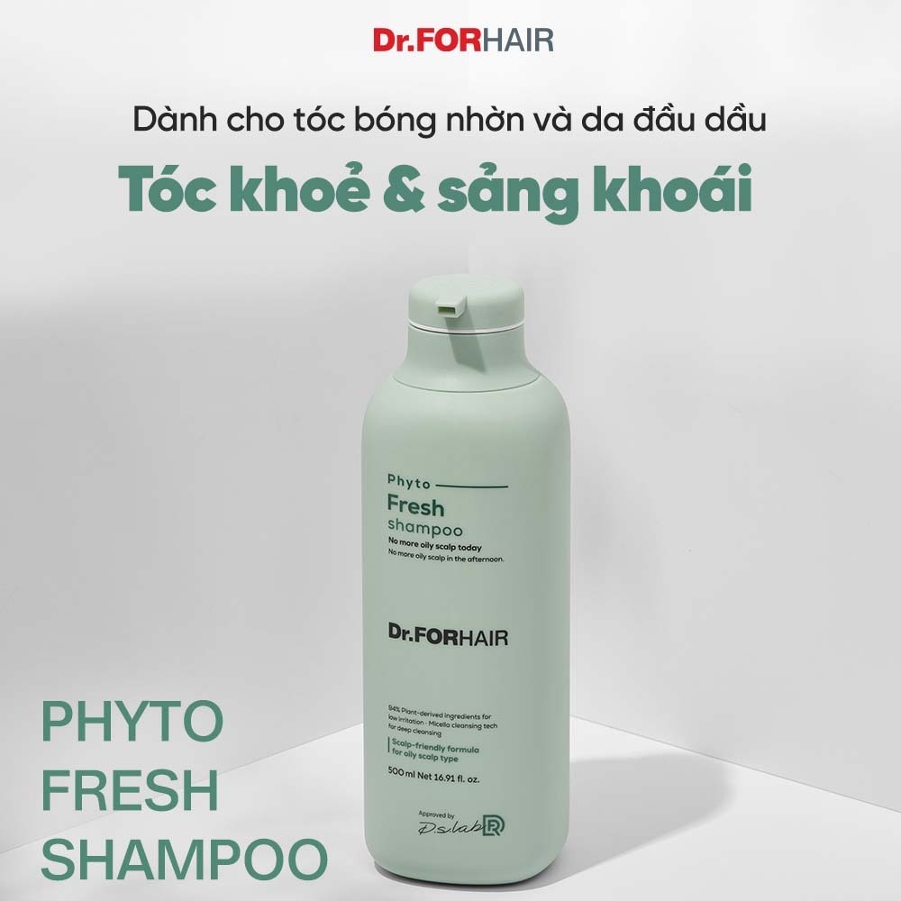 Dầu gội dành cho da dầu nhờn, bết dính mùi hôi chiết xuất từ thực vật Dr.FORHAIR Phyto Fresh Shampoo