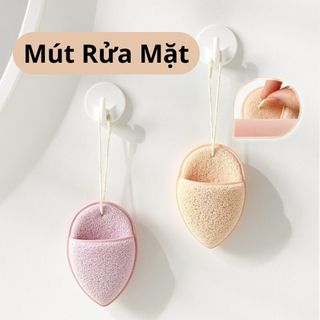 Bông mút rửa mặt mềm mịn có dây treo, mút rửa mặt trang điểm siêu mềm nhiều màu sắc