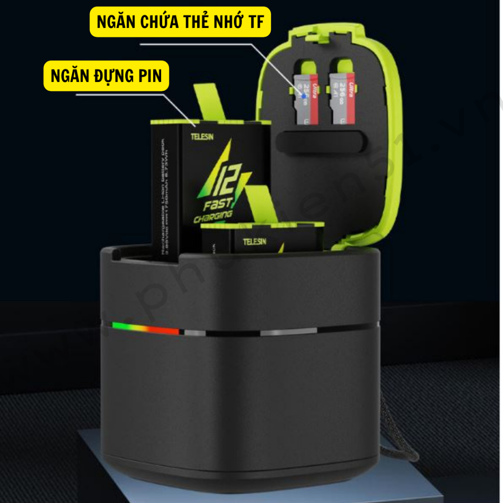 Pin Gopro Hero 12 11 10 9 Black và Bộ Sạc Nhanh PD 20W Telesin - Telesin Fast Charging -  Chính Hãng Telesin