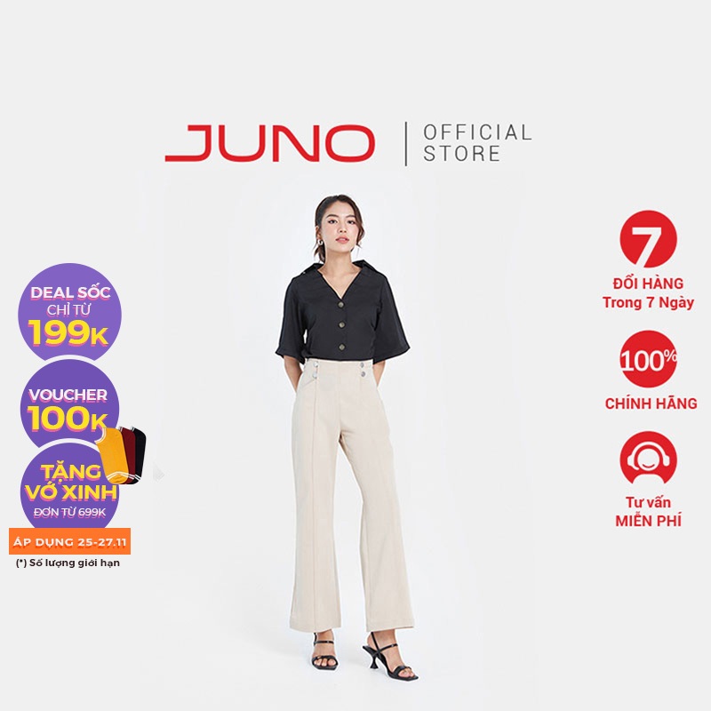 Quần Dài JUNO Ống Loe Nhẹ Lưng Liền JNQDA019