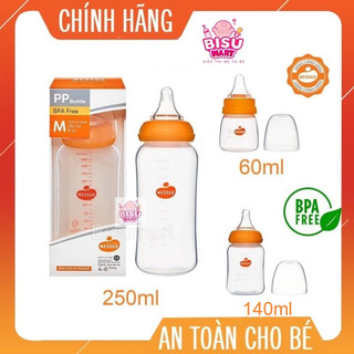 Bình Sữa Wesser Cổ Hẹp, Bình sữa bé sơ sinh trẻ em nhựa PP Mẫu mới 60ml - 140ml - 250ml