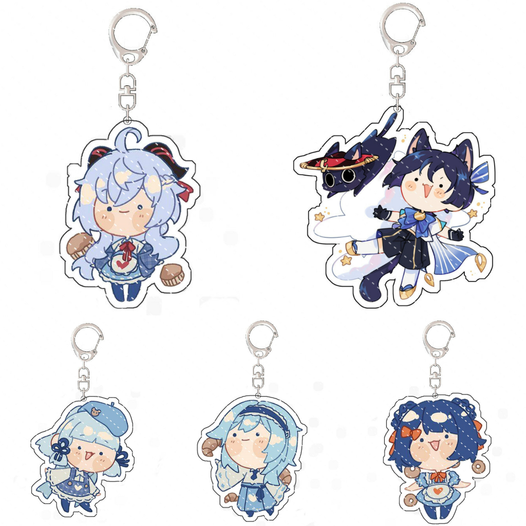 Móc khóa keyring GENSHIN IMPACT ver MẮT HAI CHẤM in hình game anime chibi quà tặng dễ thương