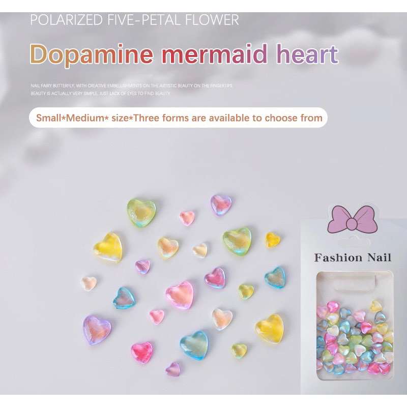 Charm Trái Tim Nhựa Gắn Móng Mix Màu-Mix Size