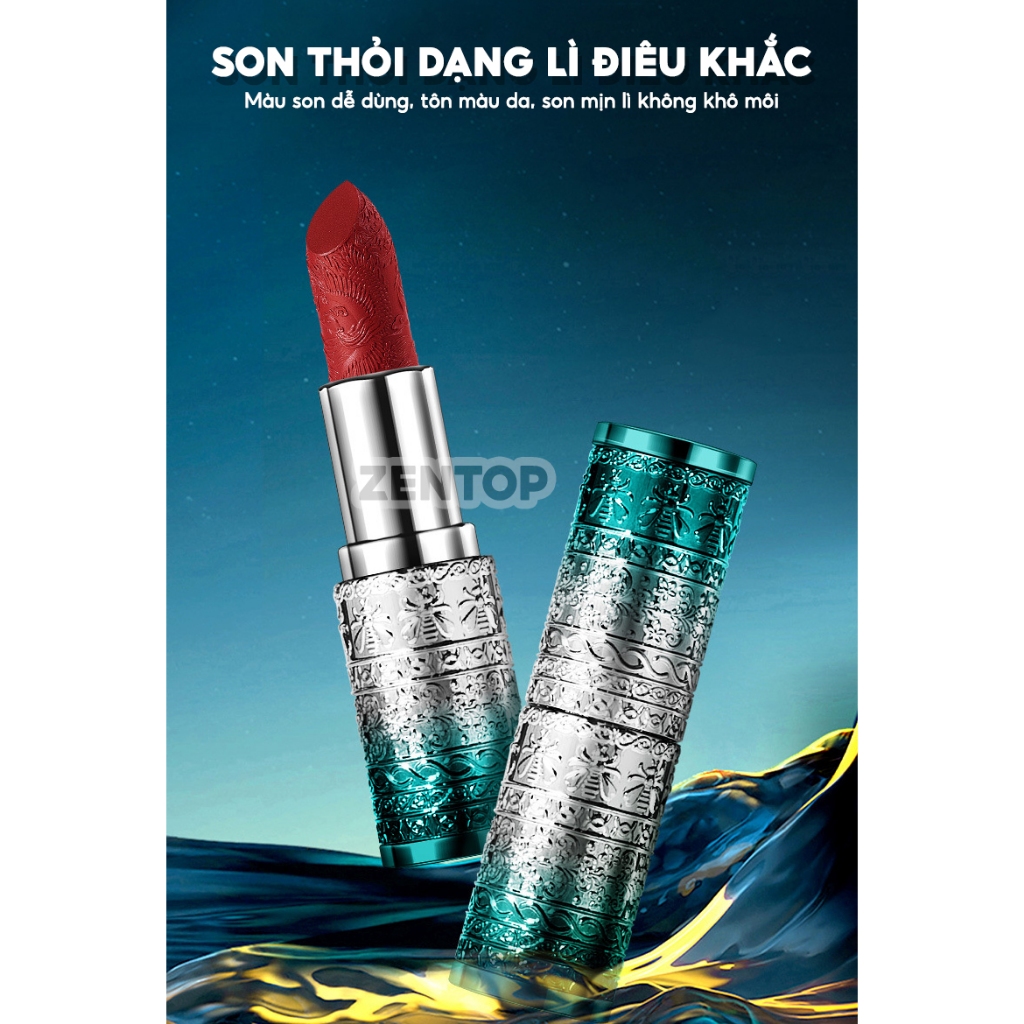 Bộ trang điểm 3 tầng KÈM TÚI ĐỰNG hoa sen xanh set makeup cao cấp sang trọng quà tặng ý nghĩa Zentop