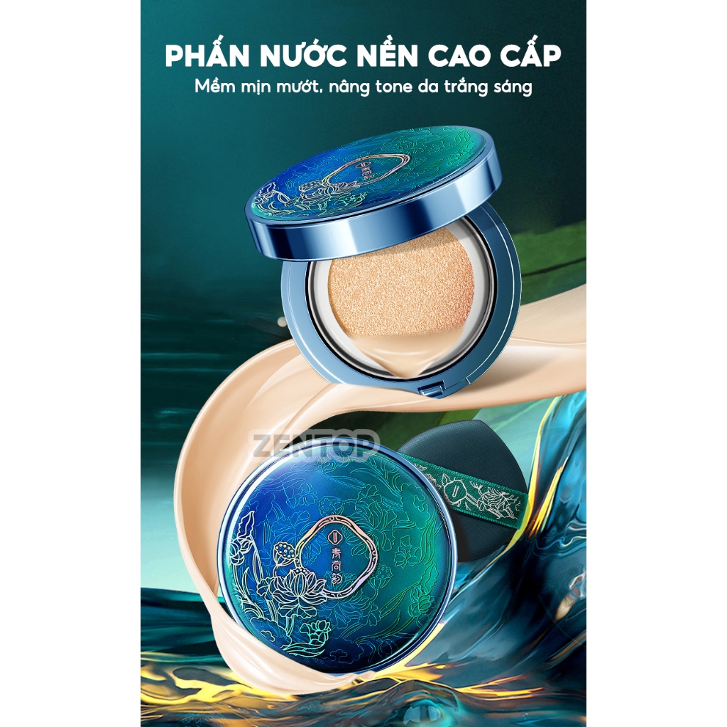 Bộ trang điểm 3 tầng KÈM TÚI ĐỰNG hoa sen xanh set makeup cao cấp sang trọng quà tặng ý nghĩa Zentop